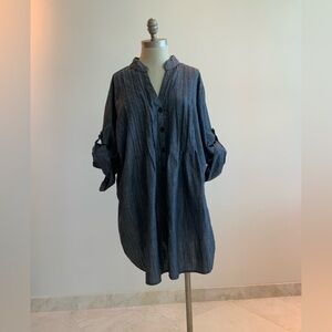 Paper Tee Chambray Boho Pintuck Tunic size 3X